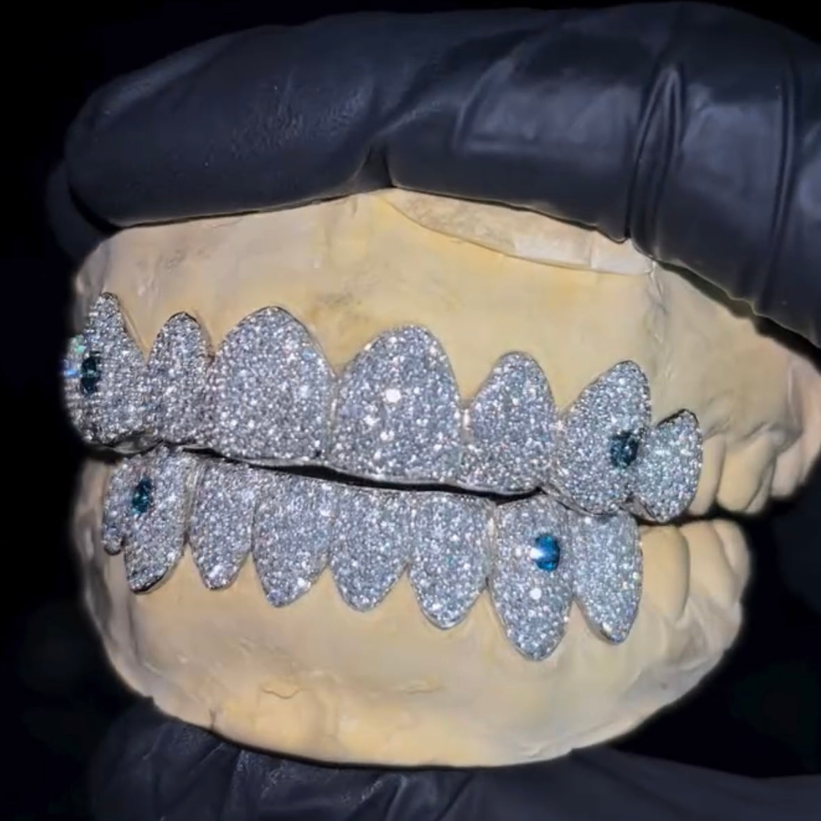 10 on 10 VVS Moissanite Diamond Grillz 10K Rose Gold