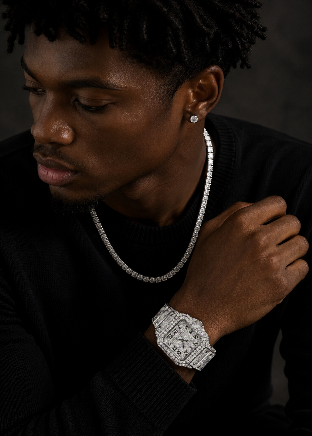 Iced Out Men Watch Moissanite Diamond Pass Diamond Tester