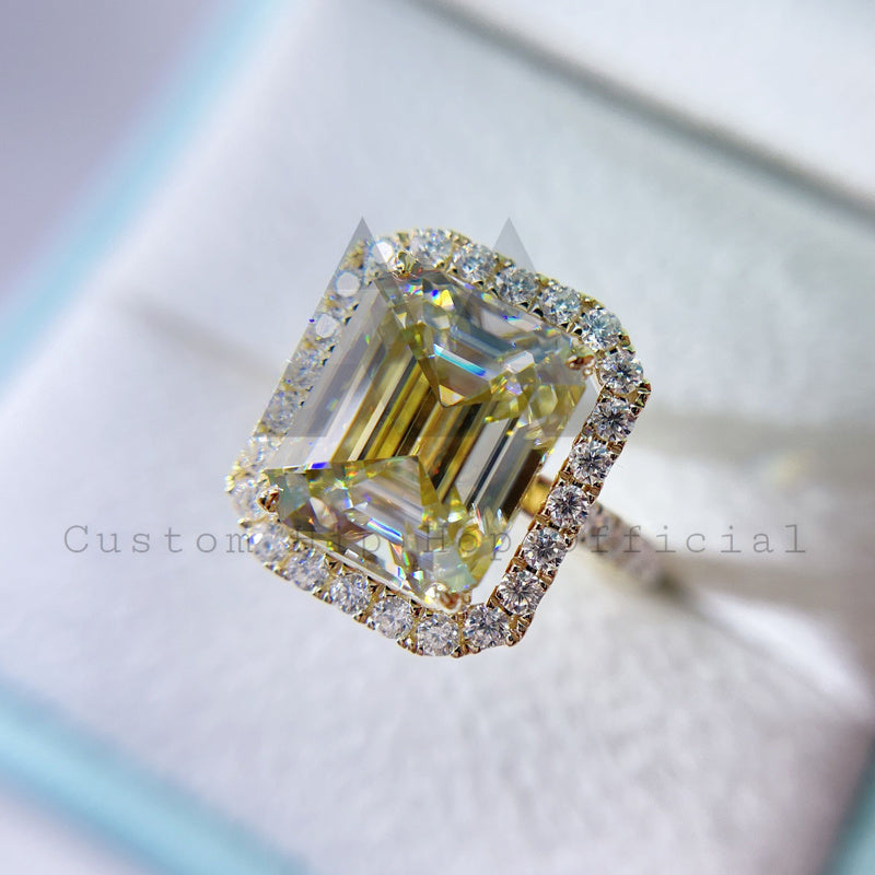 Elegant 10K 14K 18K solid gold yellow moissanite engagement ring with GRA certificate for women1