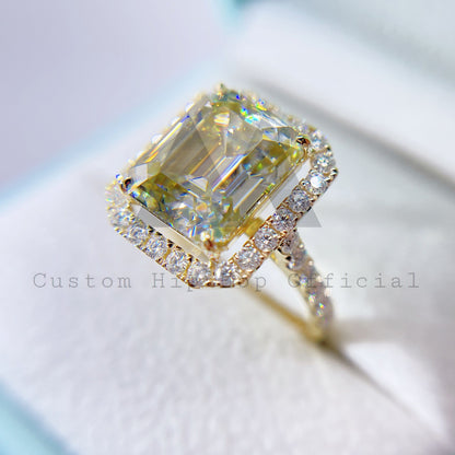 Elegant 10K 14K 18K solid gold yellow moissanite engagement ring with GRA certificate for women2