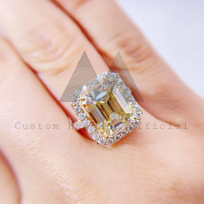Elegant 10K 14K 18K solid gold yellow moissanite engagement ring with GRA certificate for women4