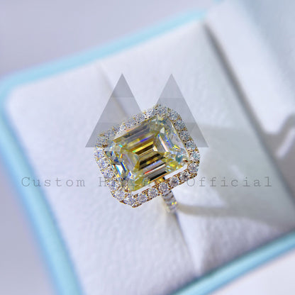 Elegant 10K 14K 18K solid gold yellow moissanite engagement ring with GRA certificate for women3