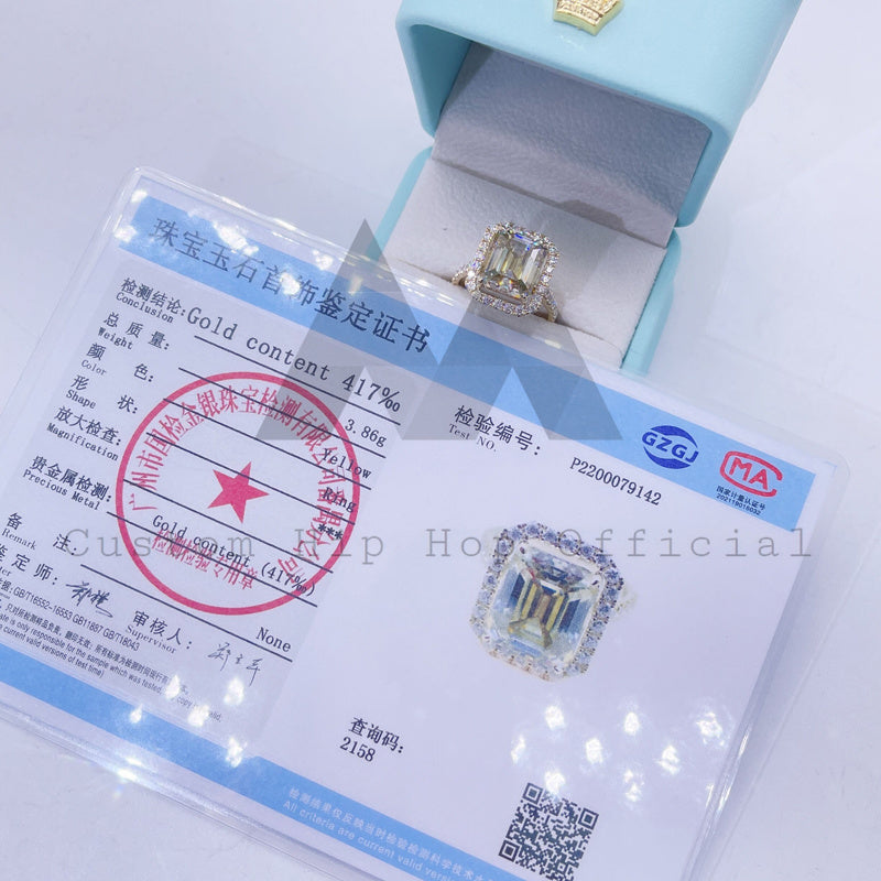 Elegant 10K 14K 18K solid gold yellow moissanite engagement ring with GRA certificate for women5