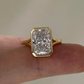 18K Yellow Gold 3 Carat Radiant Cut Vintage Lab Diamond Ring