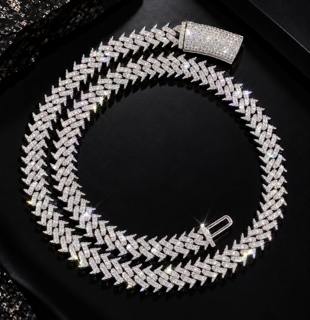 10MM Moissanite Cuban Link Chain 10K Gold