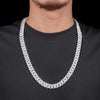 12mm Mosaic-Set Diamond Cuban Link Chain 14K Gold
