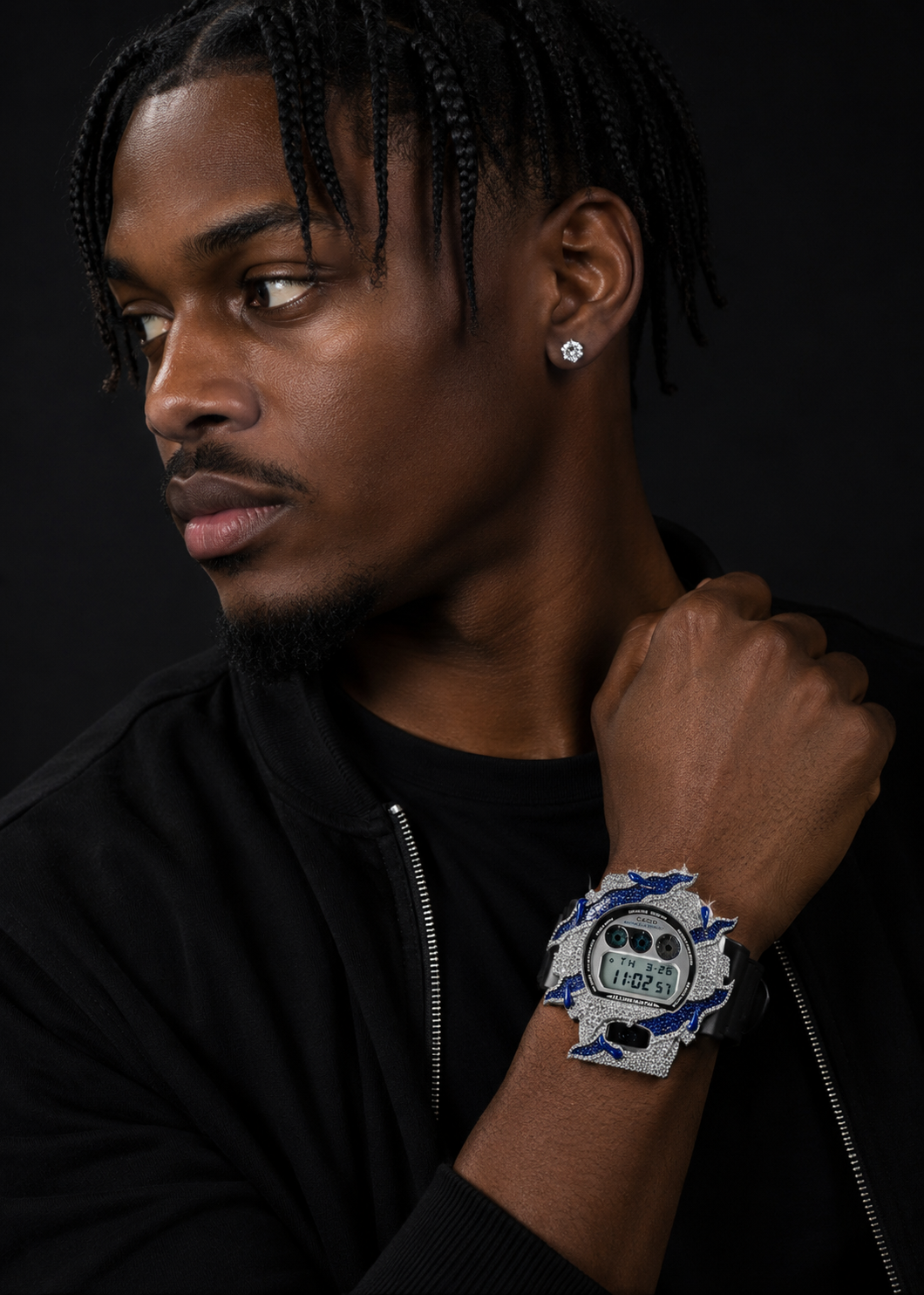Unique Deisgn Sapphire Lightning Iced Out G Shock Watch Moissanite