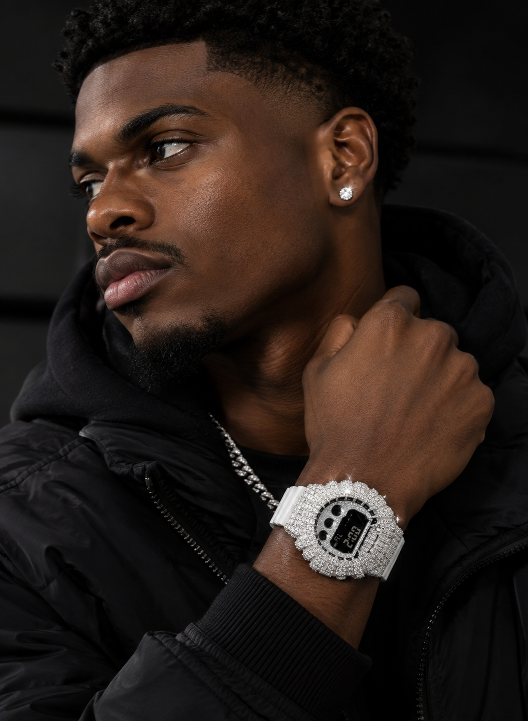 Iced Out G Shock Watch DW6900 Moissanite Diamond