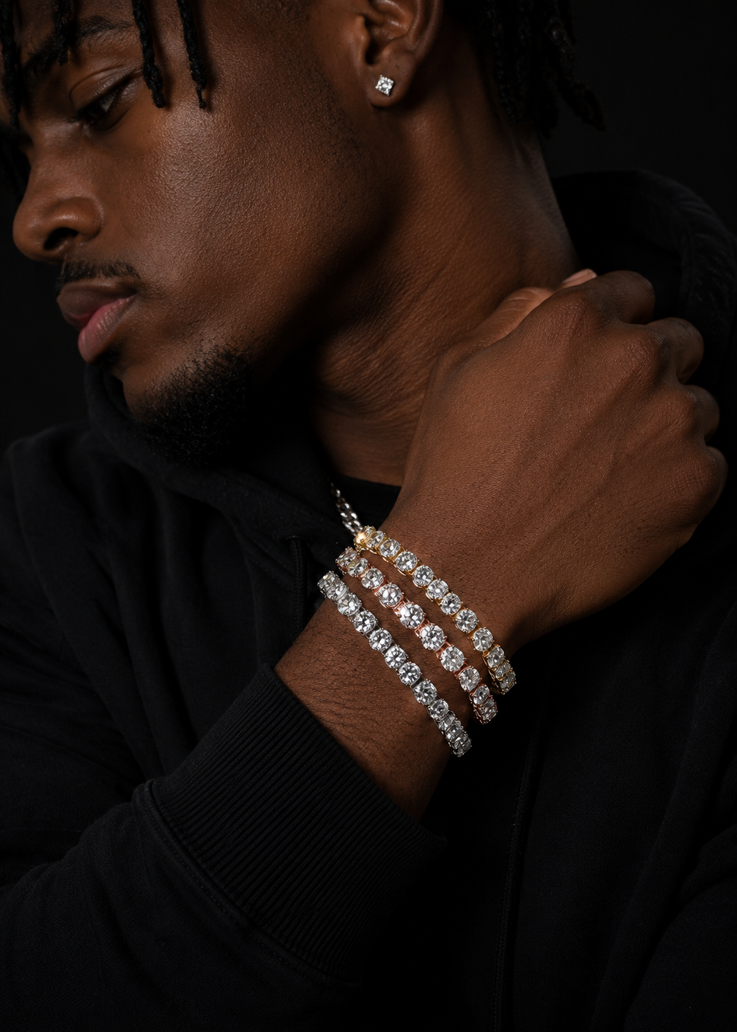 Round Mix Hexagon Cut Moissanite Diamond Tennis Bracelet 6.5MM
