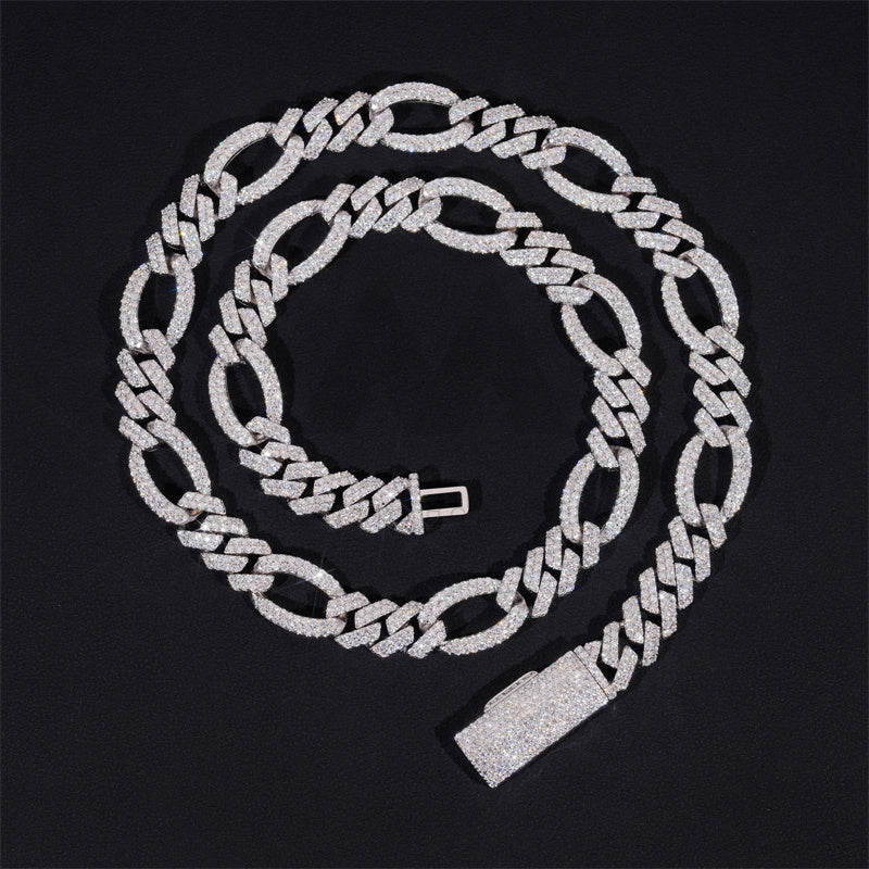 13mm Diamond Figaro Chain 14K Gold