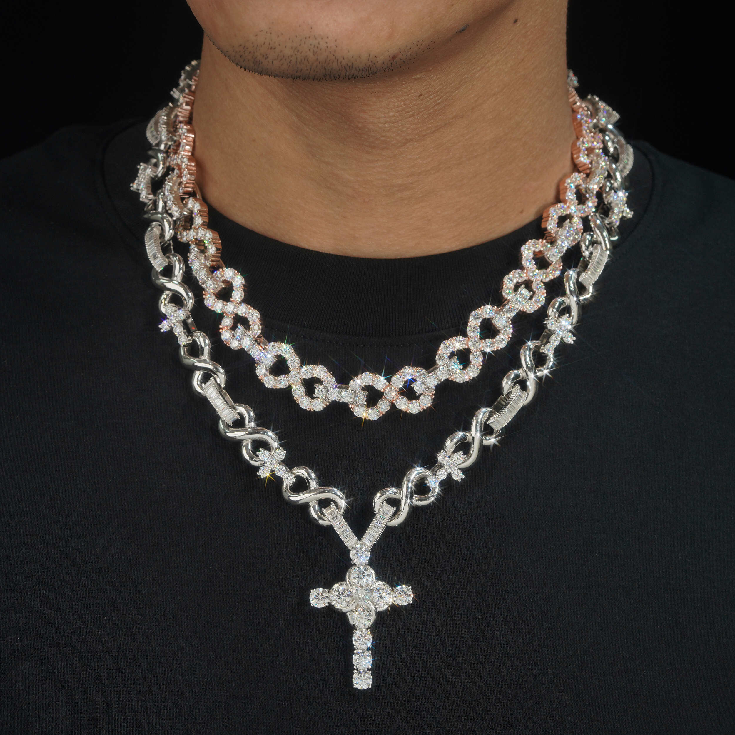 13MM Moissanite Infinity Link Chain 14K Gold