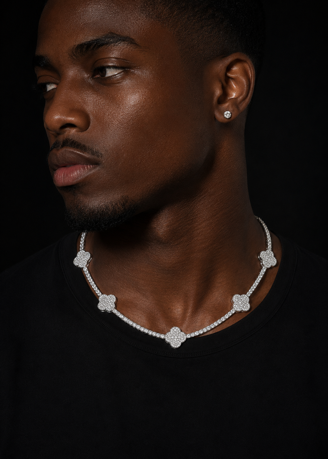 Fully Iced Out Buss Down 925 Sterling Silver 3MM Moissanite Tennis Chain With Bracelet Clover Style