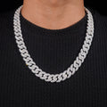 14mm Mosaic-Set diamond Cuban Link Chain 14K Gold