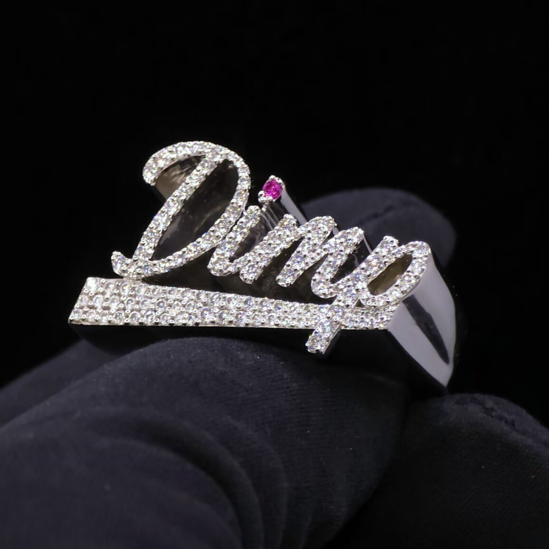 Custom Made Name Lab Grown Diamond Ring 925 Sterling Silver