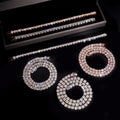 Hot Sell 5MM Round Mix Baguette Diamond Design Moissanite Tennis Necklace