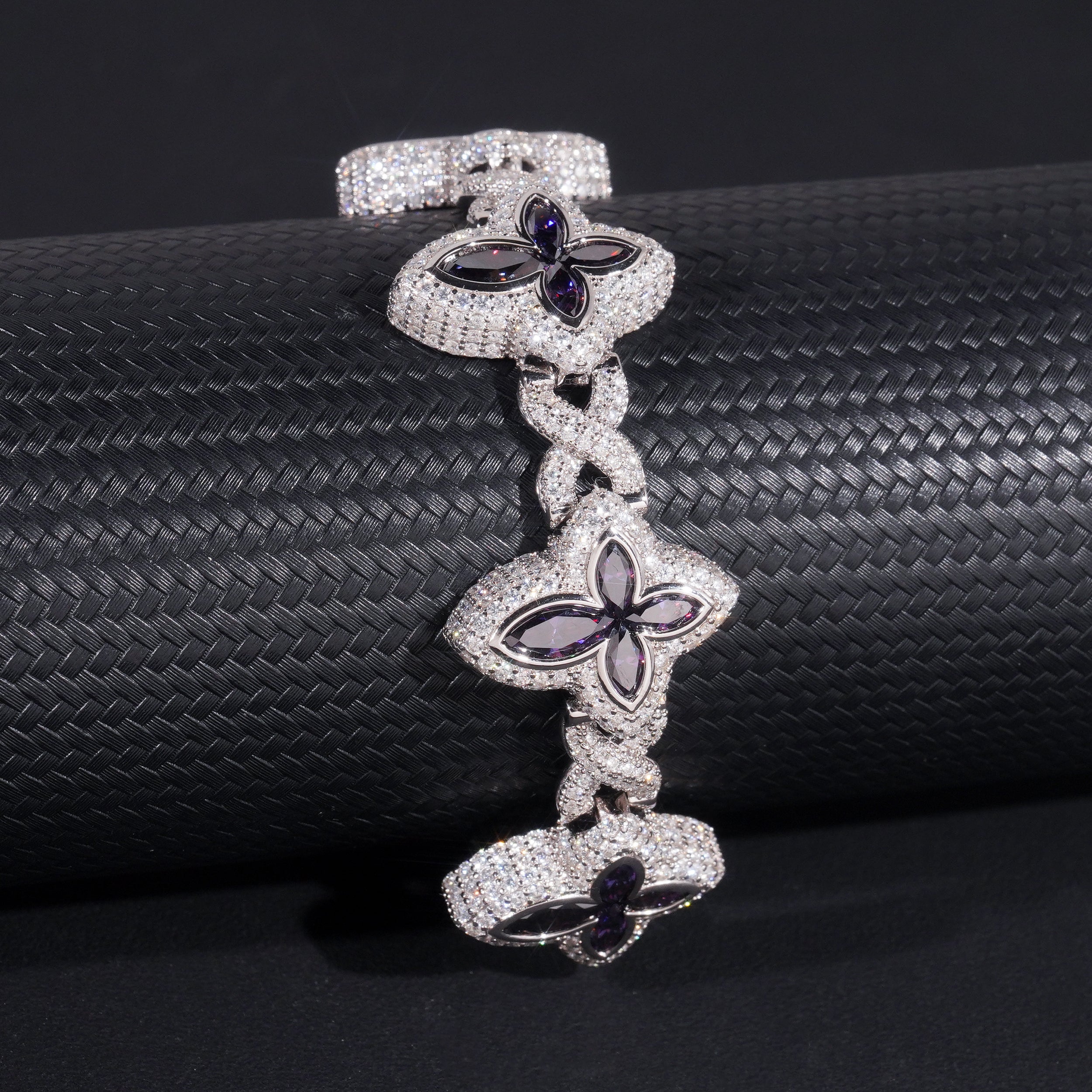 Christmas Limited Edition Purple Moissanite Marquise Cut Infinity Link Bracelet For Men