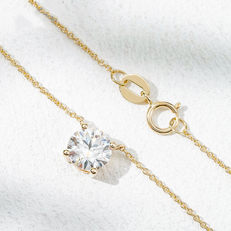 10K Solid Gold 1CT 1.5CT 2CT Lab Grown Diamond Necklace