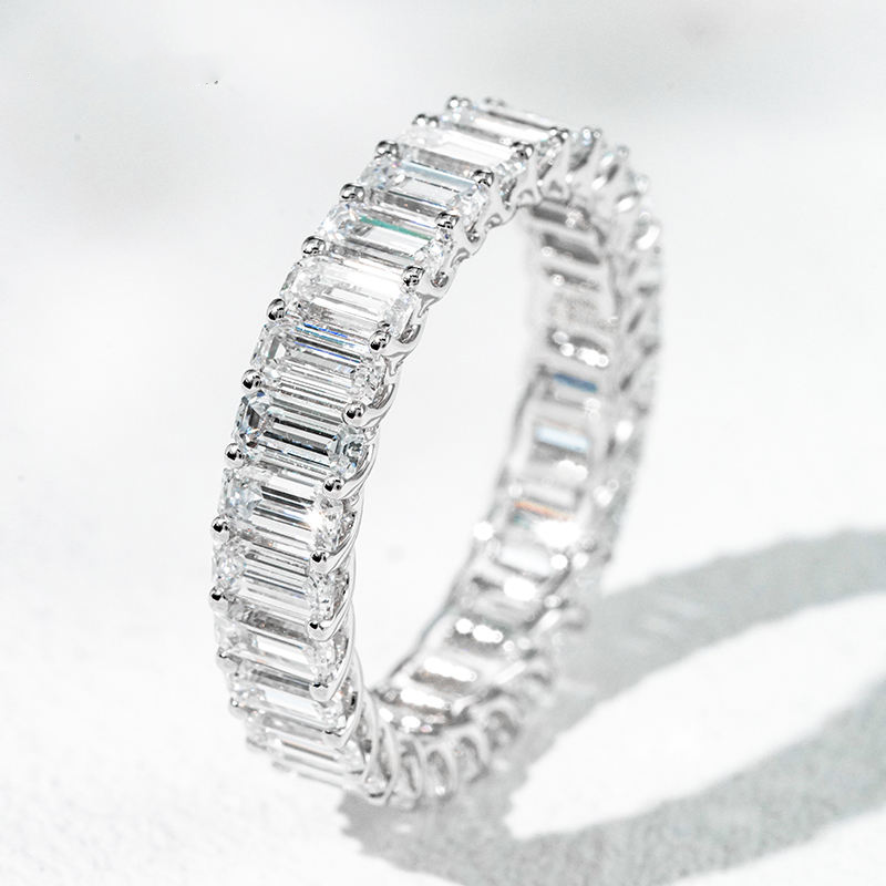 14K White Gold Emerald Cut Lab Grown Diamond Ring