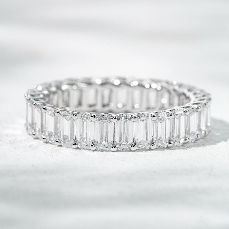 14K White Gold Emerald Cut Lab Grown Diamond Ring