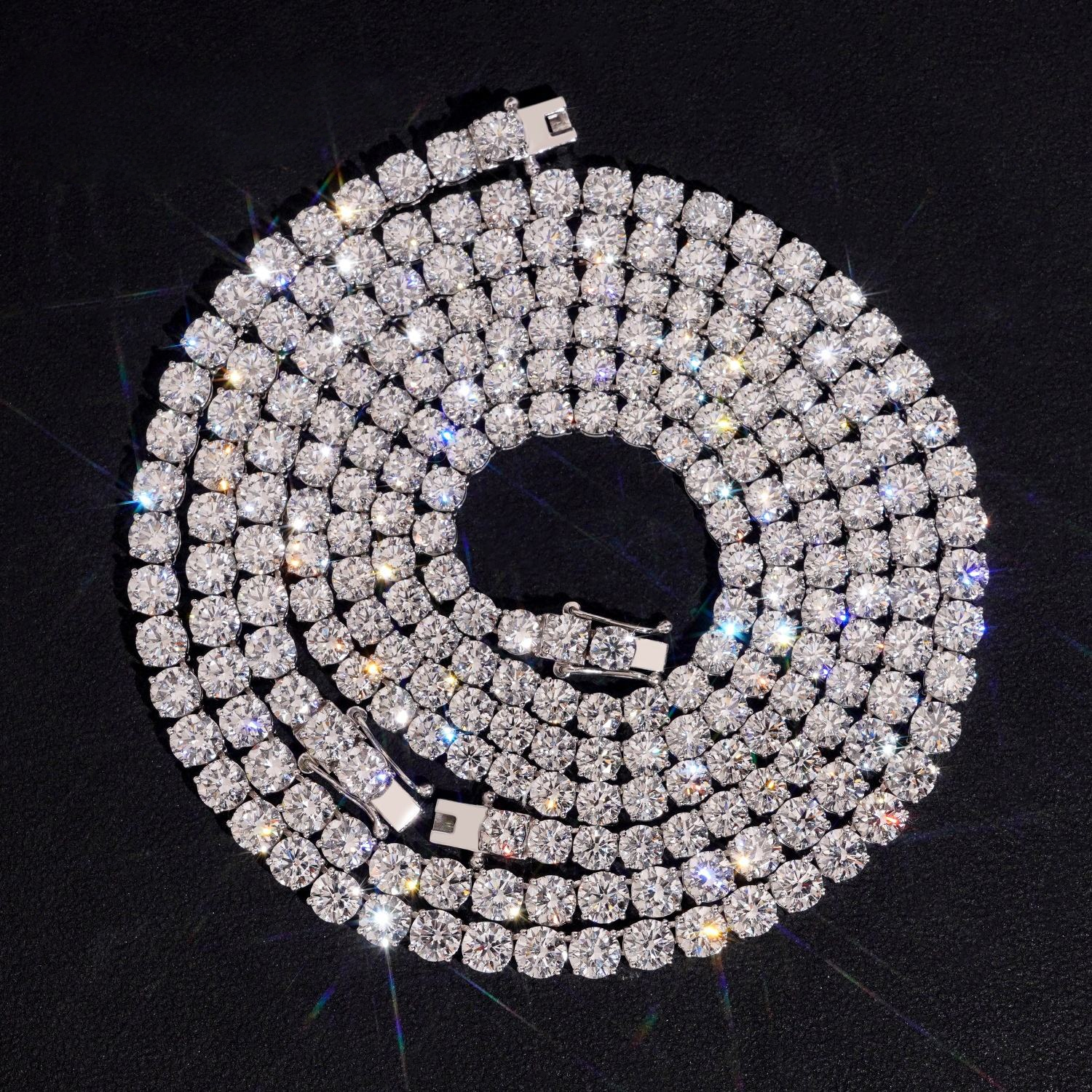 10K Solid Gold 40 Pointer Lab Diamond Tennis Chain Necklace