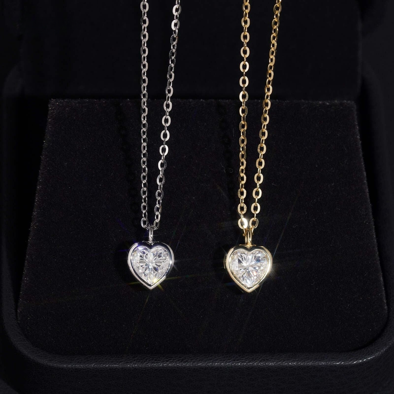 Sterling Silver 1CT Heart Cut Moissanite Diamond Necklace Women
