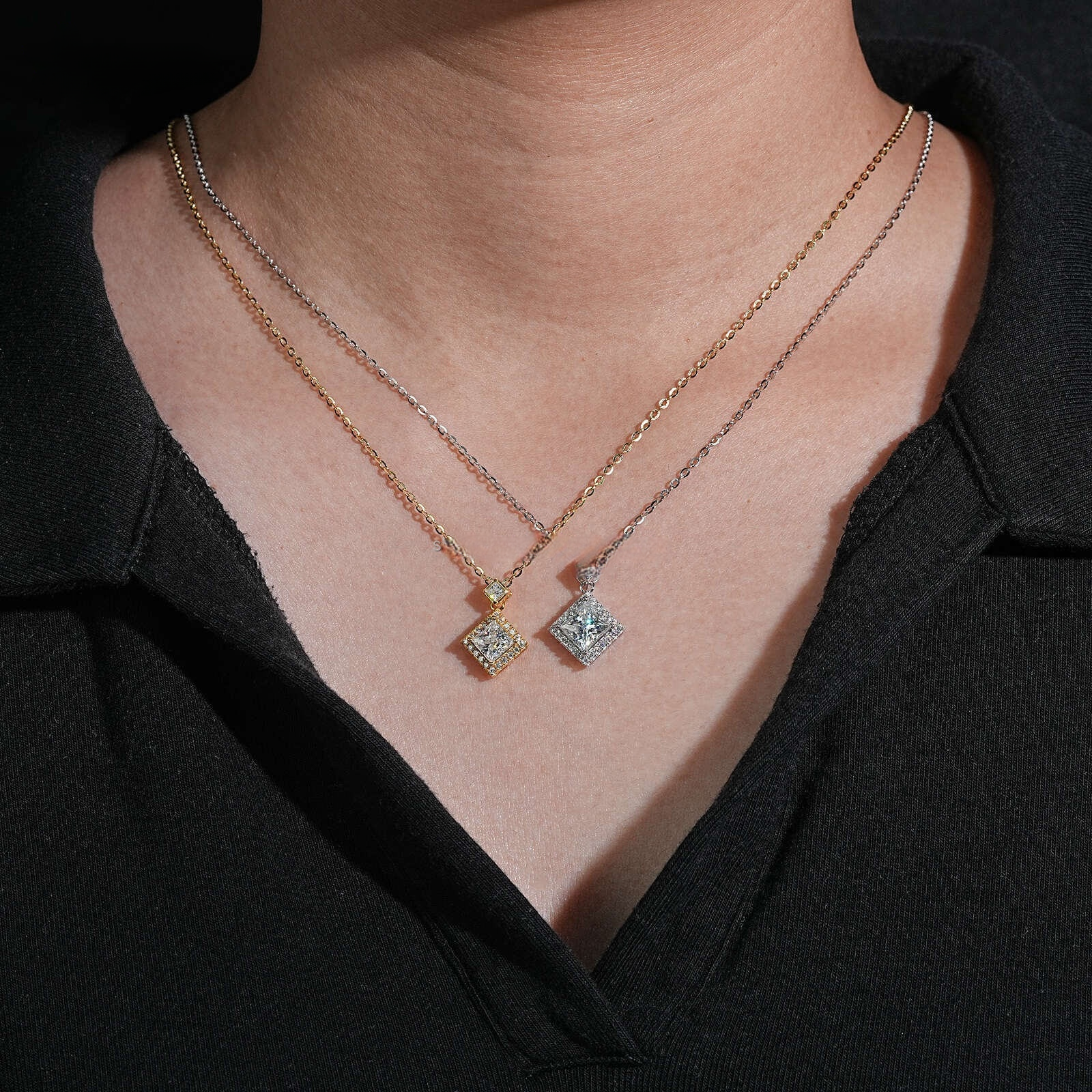 Princess Cut Moissanite Women Necklace 925 Silver