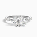 Toi Et Moi Pave Ring in 14k White Gold With Both Pear Two Stone Lab Grown Diamond 1ct