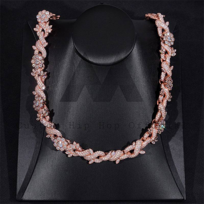 18MM Diamond Flower Infinity Link Chain 10K Gold