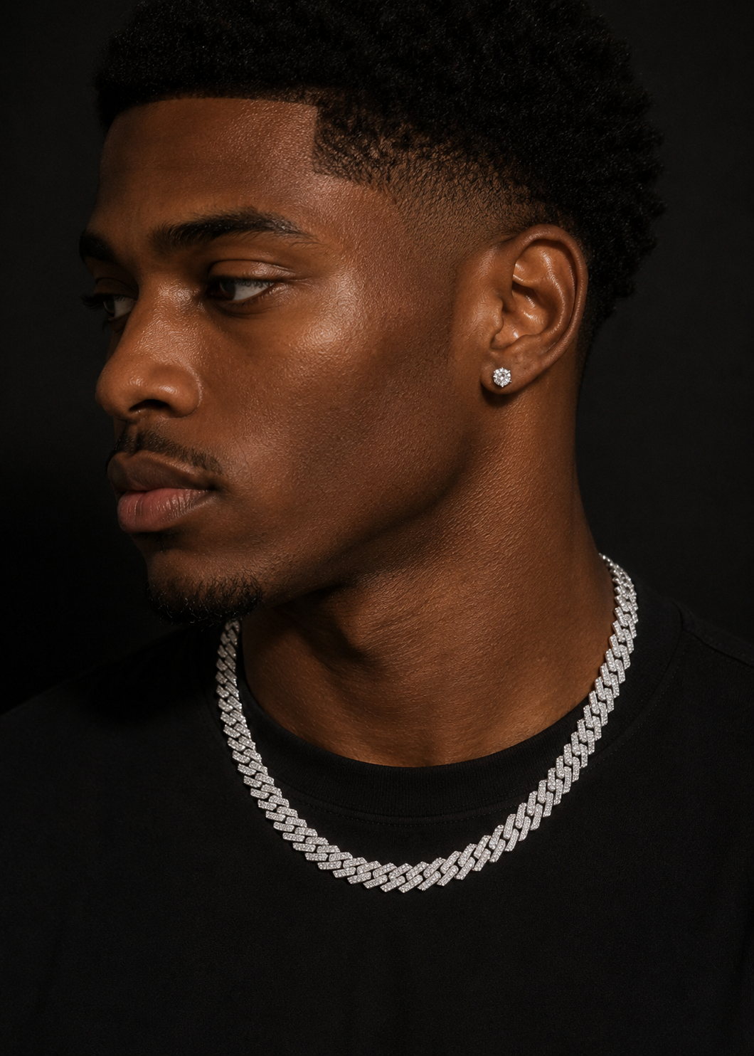 Silver Cuban Chain Necklace 10MM Lab Grown Diamond
