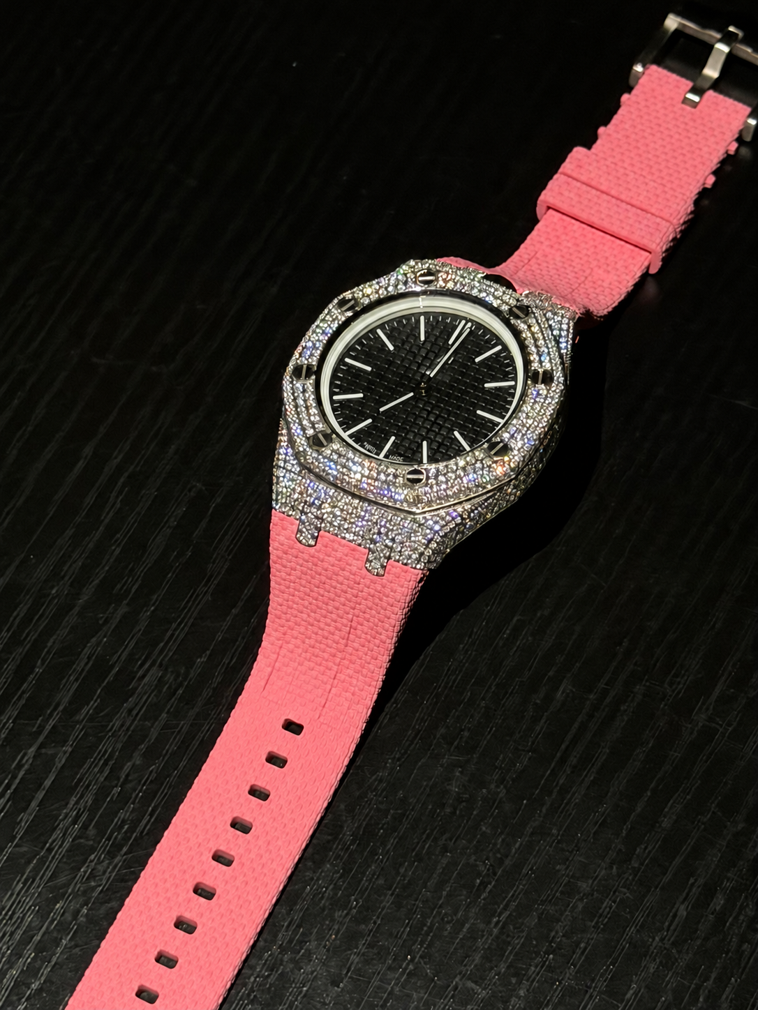 Royal Pop Iced Out 925 Silver Watch Case With Strap Moissanite Diamond