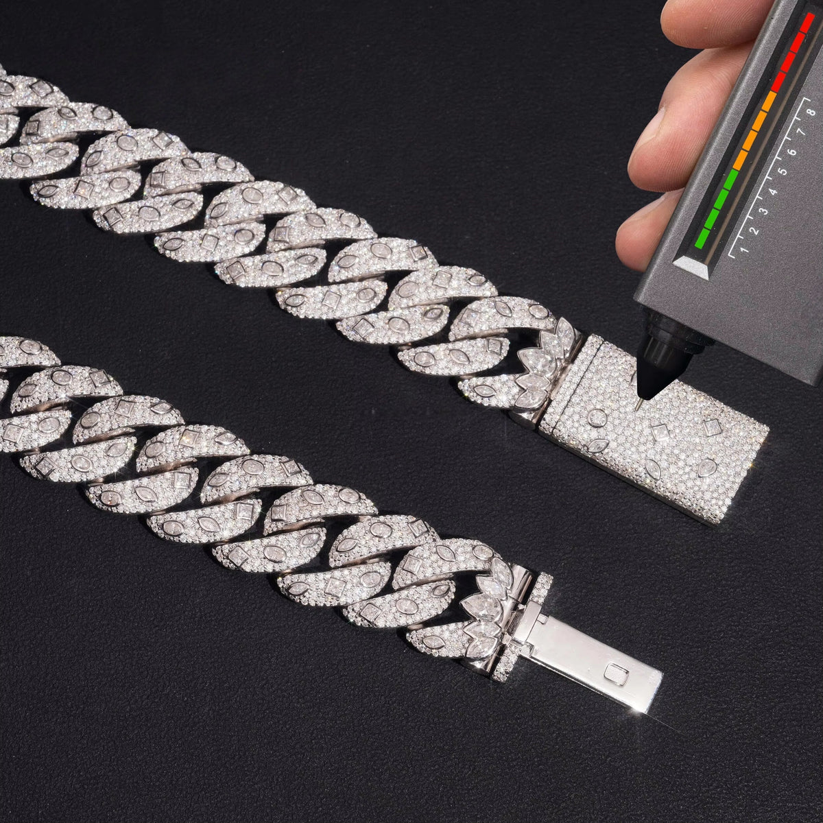 22MM Bezel Setting Raised Stone Moissanite Diamond Cuban Chain