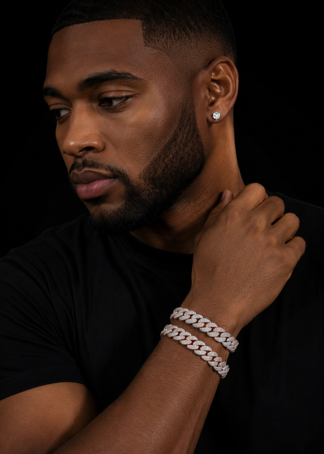 13MM Three Rows Iced Out Moissanite Diamond Link Cuban Bracelet For Men