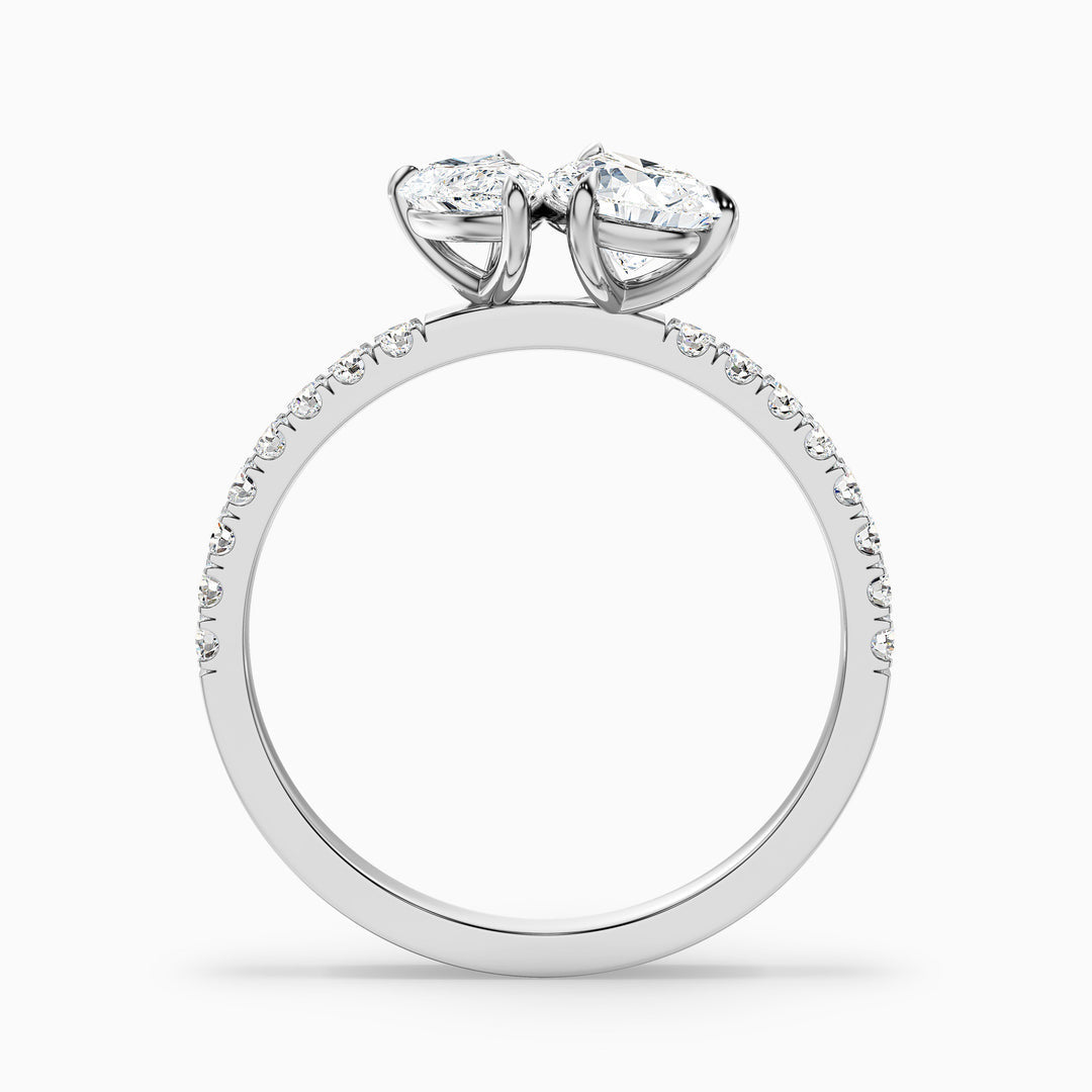 Toi Et Moi Pave Ring in 14k White Gold With Both Pear Two Stone Lab Grown Diamond 1ct
