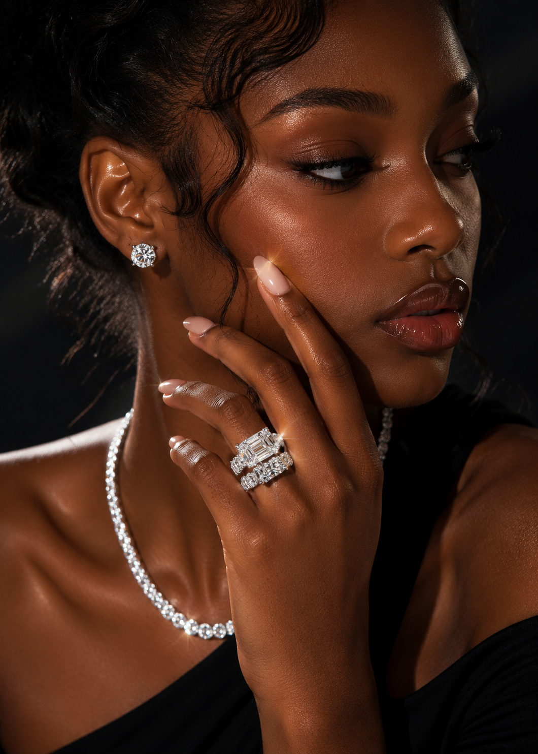 Luxury Full Iced Band Big Carat Ring Moissanite Diamond Ring