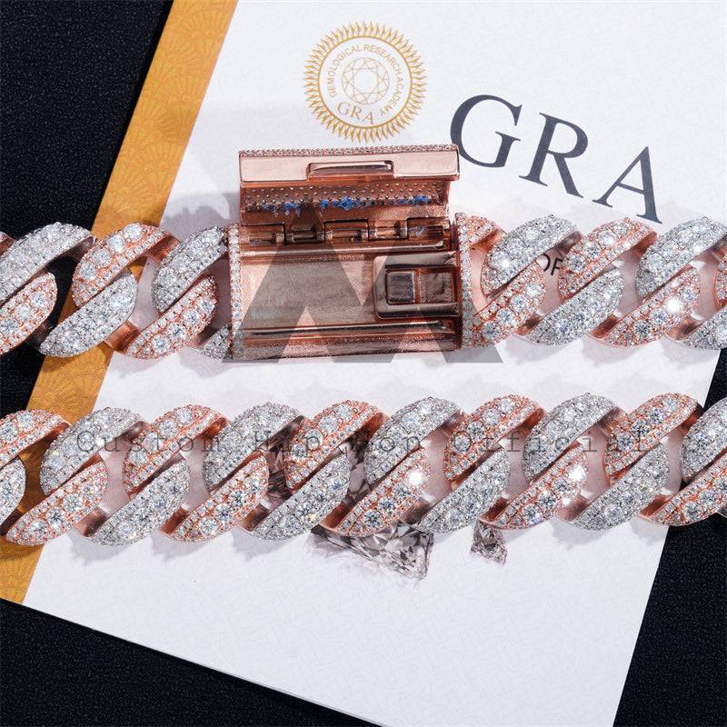 20MM Iced Out Diamond Tow-Tone Cuban Link Chain 14K Gold