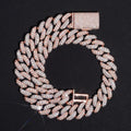 20MM Iced Out Diamond Tow-Tone Cuban Link Chain 14K Gold