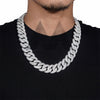 20mm Mosaic-Set Moissanite Cuban Link Chain 10K Gold