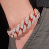20MM Mosaic-Sets Diamond Cuban Link Bracelet 14K Gold