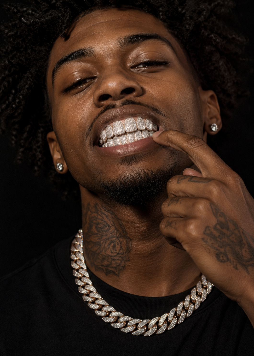 10 on 10 Custom Moissanite Grillz – 10K Rose Gold Plated 925 Silver