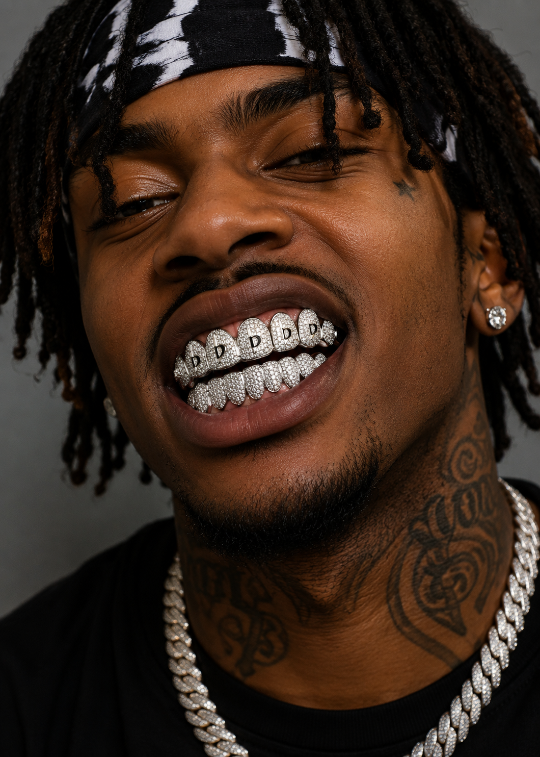 10 on 10 Custom Letter Moissanite Grillz – 14K White Gold Plated 925 Silver