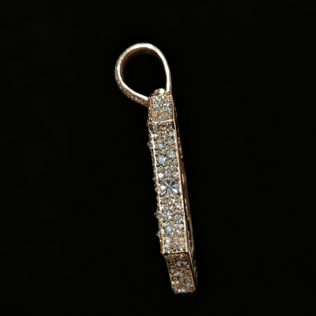 2Inch Tall Rose Gold Letter Pendant B Moissanite Diamond Upside Down Inverted Setting
