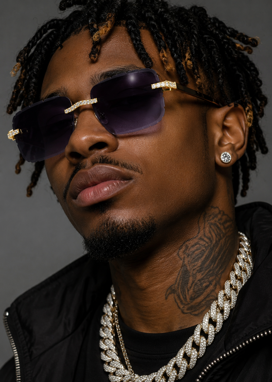 Wood Temple Iced Out Moissanite Sunglasses 14K Gold for Men