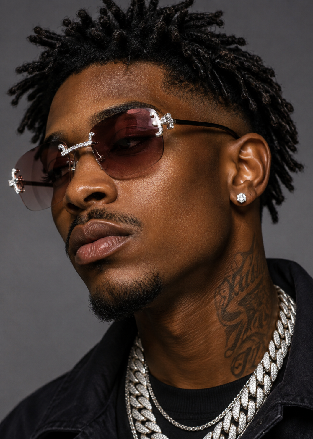 Rimless Iced Out Moissanite Sunglasses 14K Gold 925 Silver