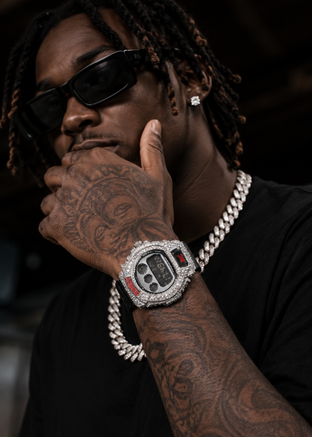Moissanite Diamond Iced Out DW6900 G Shock Watch Custom Name