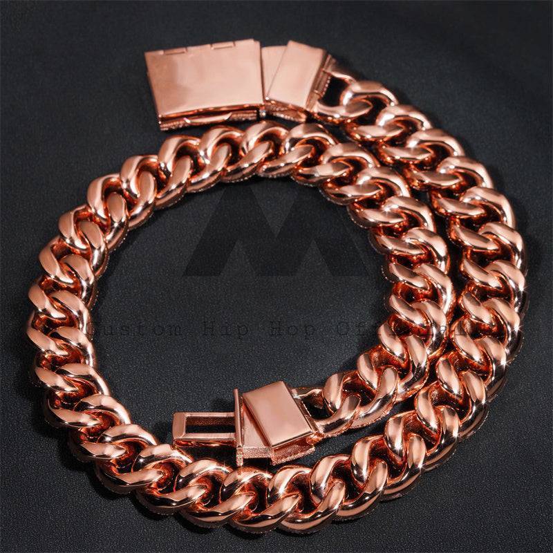 23mm Mosaic-Set Diamond Cuban Link Chain 14K Gold