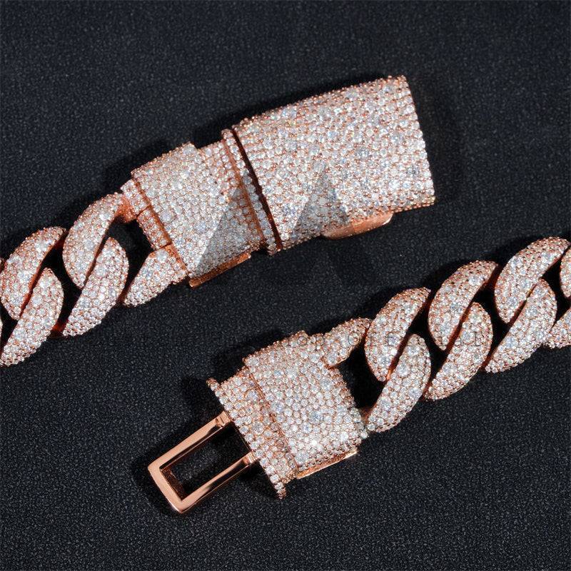 23mm Mosaic-Set Diamond Cuban Link Chain 14K Gold