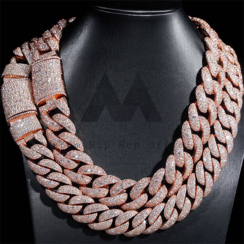 23mm Mosaic-Set Diamond Cuban Link Chain 14K Gold