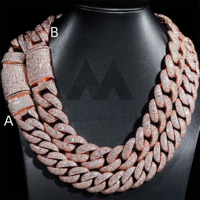 23mm Mosaic-Set Diamond Cuban Link Chain 14K Gold