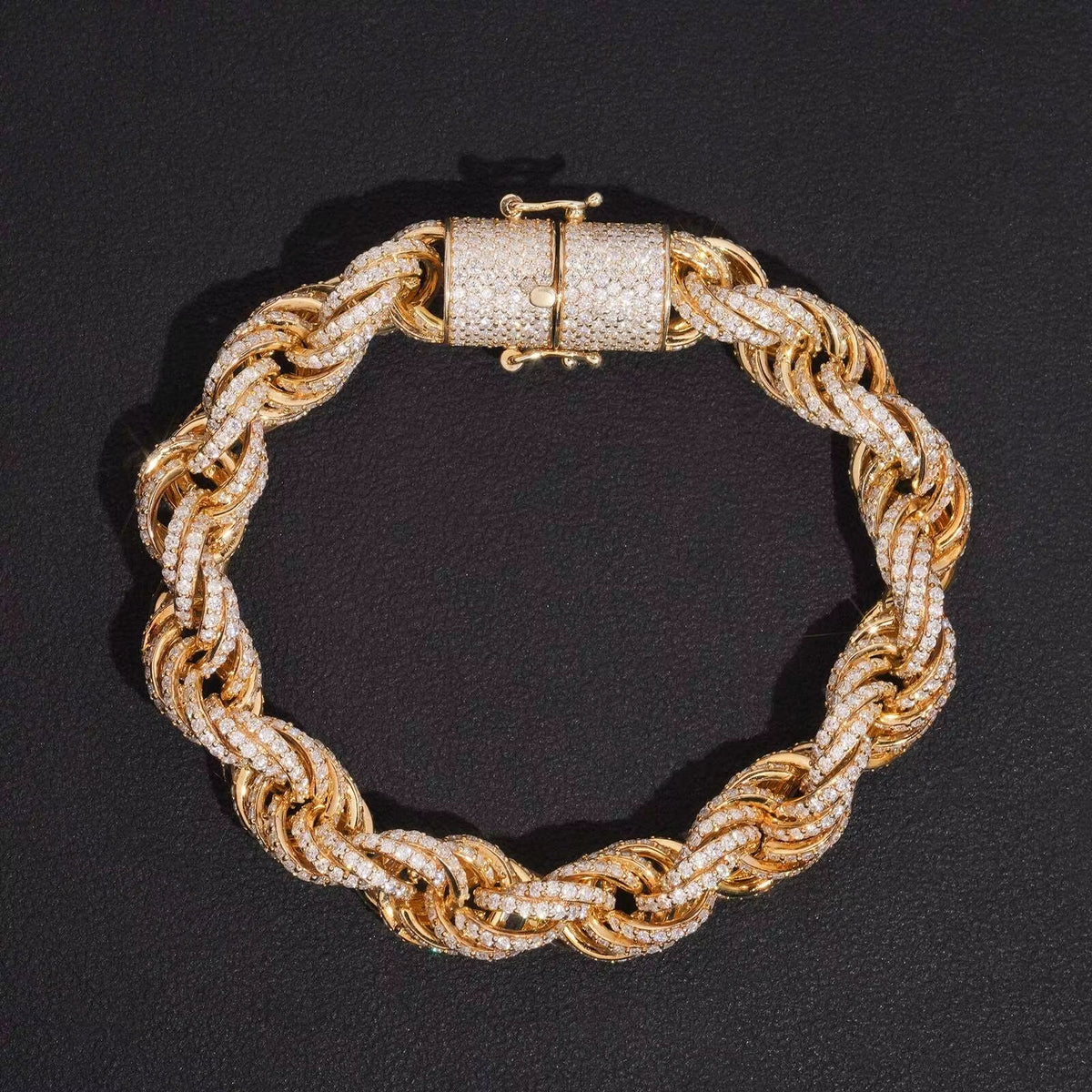 10MM Iced Out Moissanite Diamond Rope Bracelet