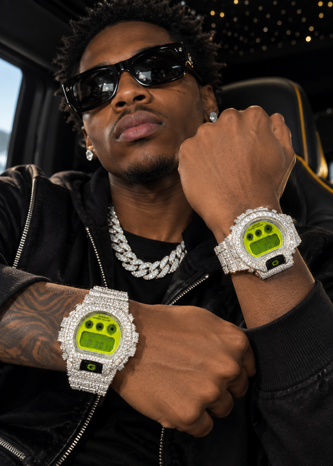 G Shock Iced Out DW6900 Moissanite Watches Case 10K Gold